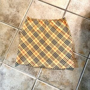 Vintage i. d. o. tan Plaid mini Skirt with Elastic Waistband Sz S